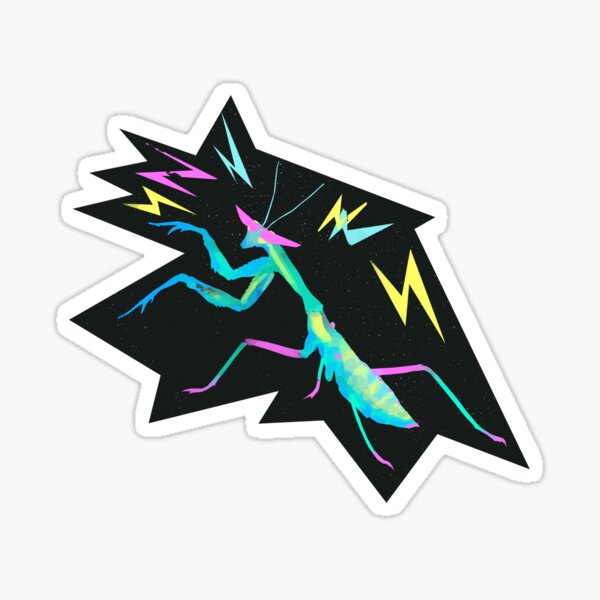 Blue Praying Mantis in Zoomer Shades Sticker