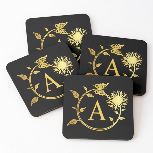 Item preview, Ornamental Letter A, Gold Sunflower Butterfly, Gold Monogram Ornament designed and sold by PROMEN Creativity.