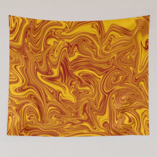 Item preview, Yellow Gold and Brown Abstract Paint Swirl Pattern designed and sold by SarahJisri.
