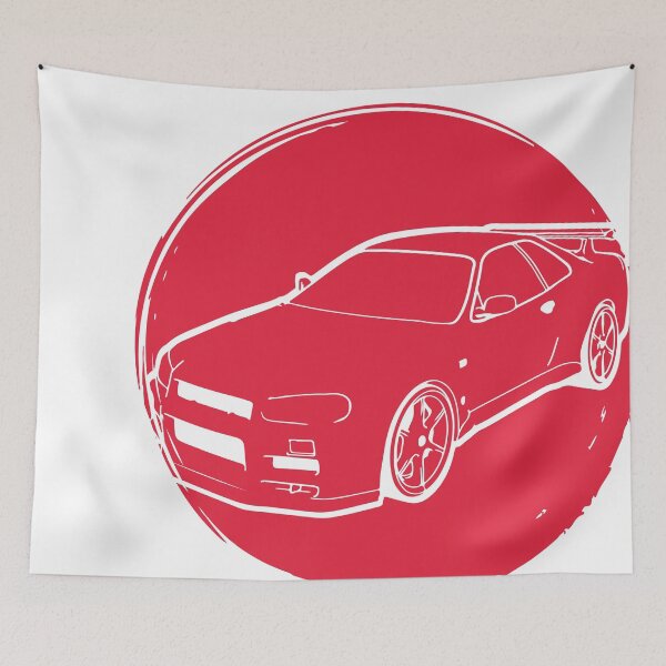 Item preview,  Red Sun Nissan Skyline GT-R JDM Drift tokyo petrol head japan nippon car badge designed and sold by angelpardo.