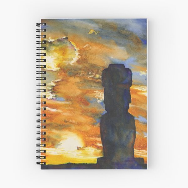 Item preview, Moai statue on Easter Island- watercolor painting designed and sold by rfoxphoto.
