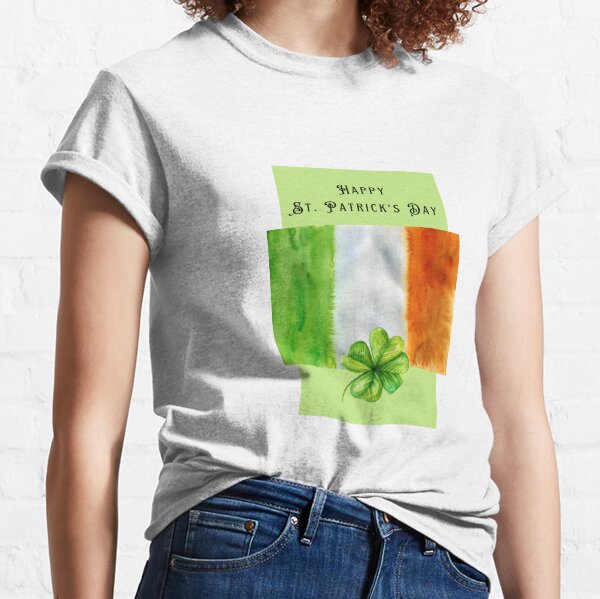 St. Patrick's Day, Happy St. Patrick's Day, St. Paddy's Day, Four Leaf Clover, Irish Flag Classic T-Shirt