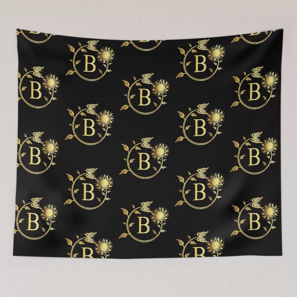 Item preview, Ornamental Letter B, Gold Sunflower Butterfly, Gold Monogram Ornament designed and sold by PROMEN Creativity.