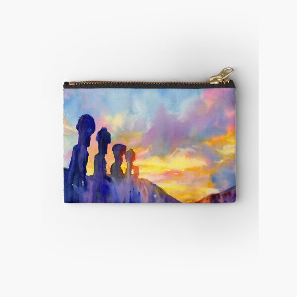 Item preview, Moai statue on Easter Island- watercolor painting designed and sold by rfoxphoto.