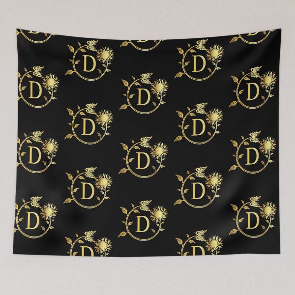 Item preview, Ornamental Letter D, Gold Sunflower Butterfly, Gold Monogram Ornament designed and sold by PROMEN Creativity.