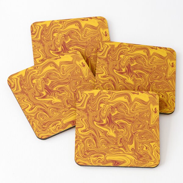 Item preview, Yellow Gold and Brown Abstract Paint Swirl Pattern designed and sold by SarahJisri.