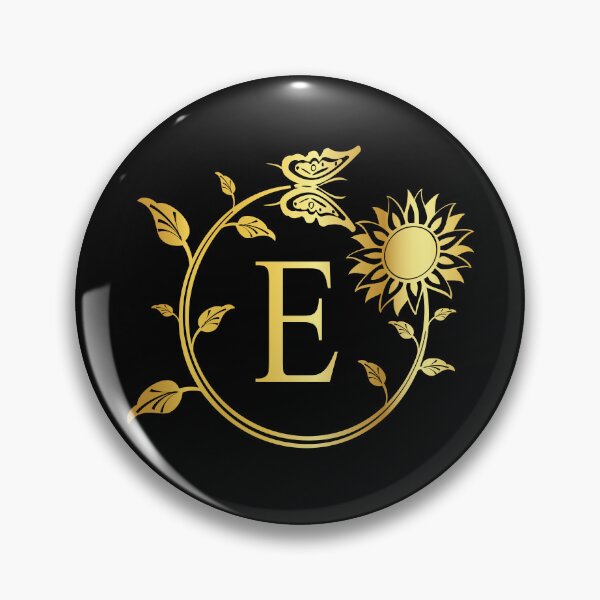 Item preview, Ornamental Letter E, Gold Sunflower Butterfly, Gold Monogram Ornament designed and sold by PROMEN Creativity.