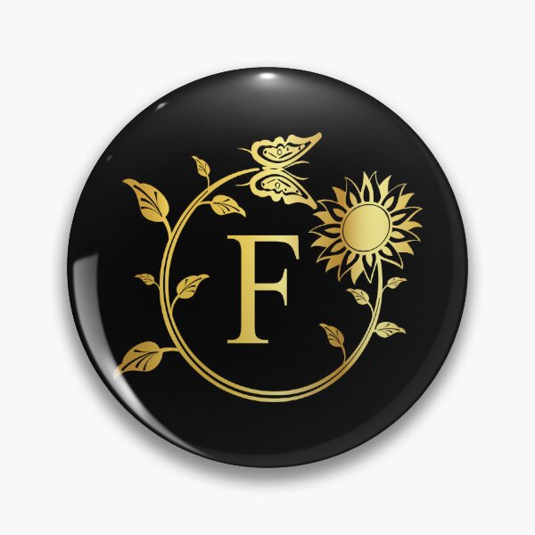 Item preview, Ornamental Letter F, Gold Sunflower Butterfly, Gold Monogram Ornament designed and sold by PROMEN Creativity.