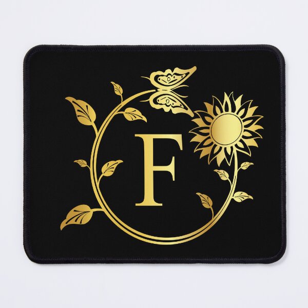 Item preview, Ornamental Letter F, Gold Sunflower Butterfly, Gold Monogram Ornament designed and sold by PROMEN Creativity.