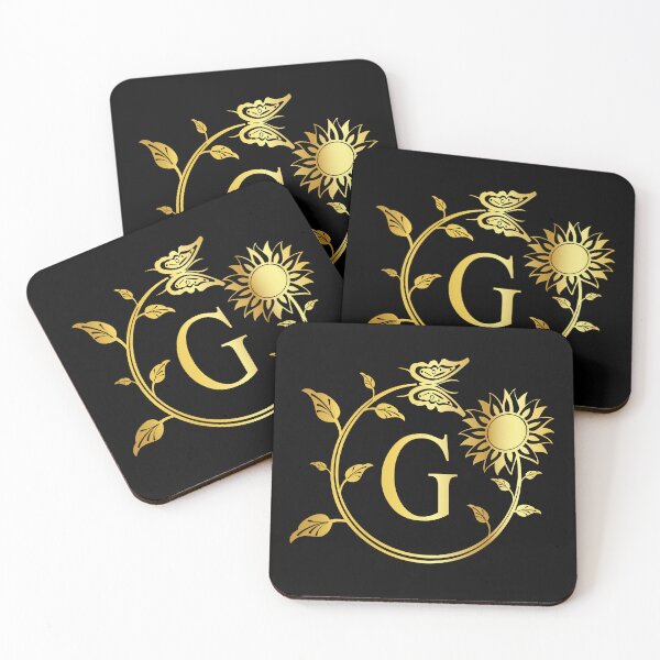 Item preview, Ornamental Letter G, Gold Sunflower Butterfly, Gold Monogram Ornament designed and sold by PROMEN Creativity.