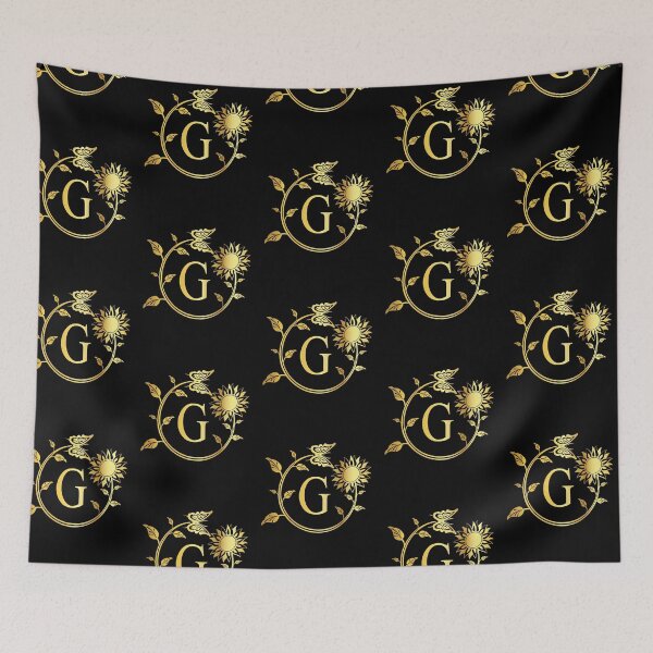 Item preview, Ornamental Letter G, Gold Sunflower Butterfly, Gold Monogram Ornament designed and sold by PROMEN Creativity.