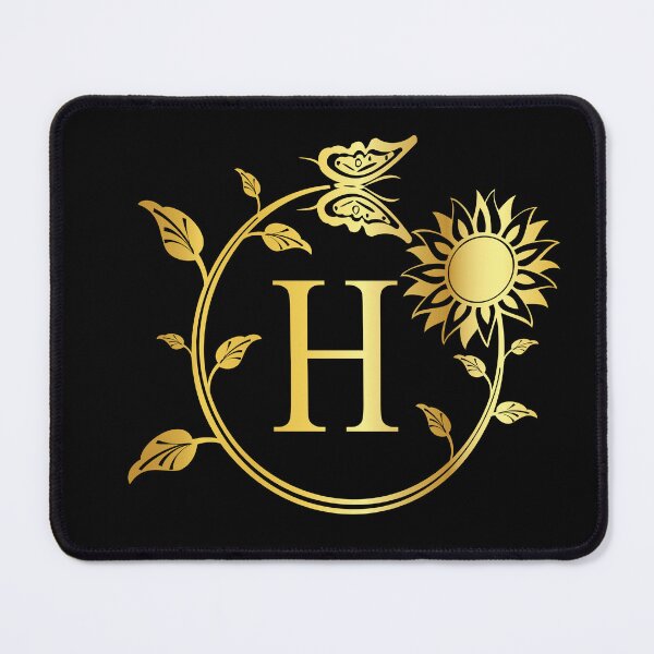Item preview, Ornamental Letter H, Gold Sunflower Butterfly, Gold Monogram Ornament designed and sold by PROMEN Creativity.