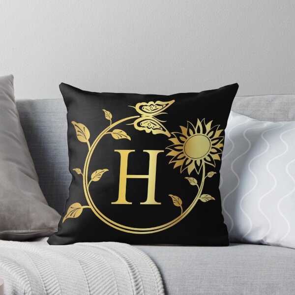 Item preview, Ornamental Letter H, Gold Sunflower Butterfly, Gold Monogram Ornament designed and sold by PROMEN Creativity.