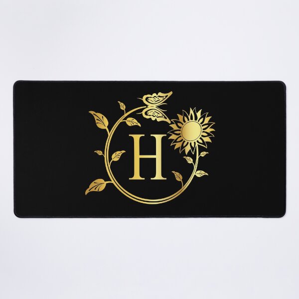 Item preview, Ornamental Letter H, Gold Sunflower Butterfly, Gold Monogram Ornament designed and sold by PROMEN Creativity.
