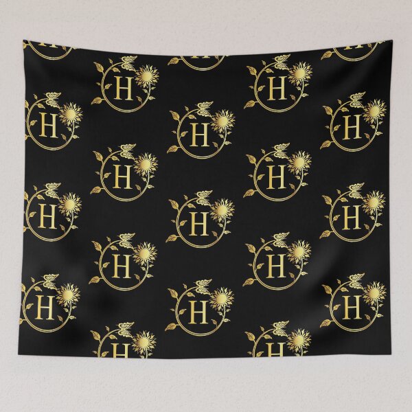 Item preview, Ornamental Letter H, Gold Sunflower Butterfly, Gold Monogram Ornament designed and sold by PROMEN Creativity.