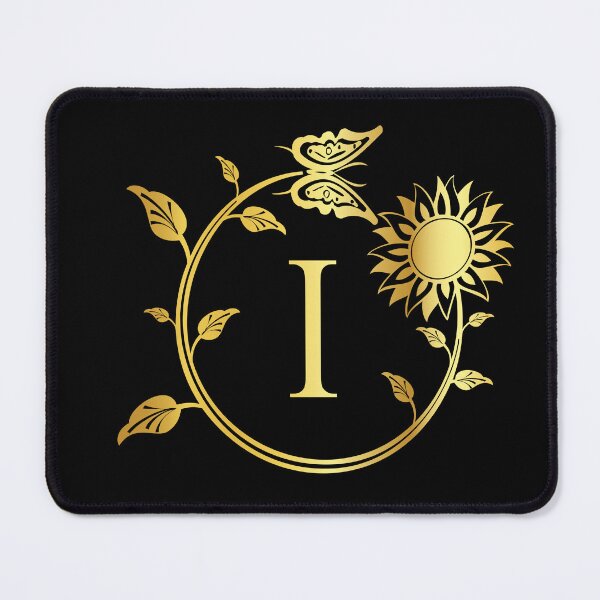 Item preview, Ornamental Letter I, Gold Sunflower Butterfly, Gold Monogram Ornament designed and sold by PROMEN Creativity.