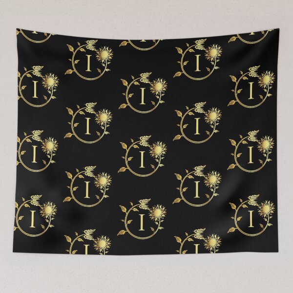 Item preview, Ornamental Letter I, Gold Sunflower Butterfly, Gold Monogram Ornament designed and sold by PROMEN Creativity.