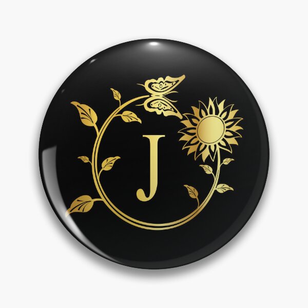 Item preview, Ornamental Letter J, Gold Sunflower Butterfly, Gold Monogram Ornament designed and sold by PROMEN Creativity.