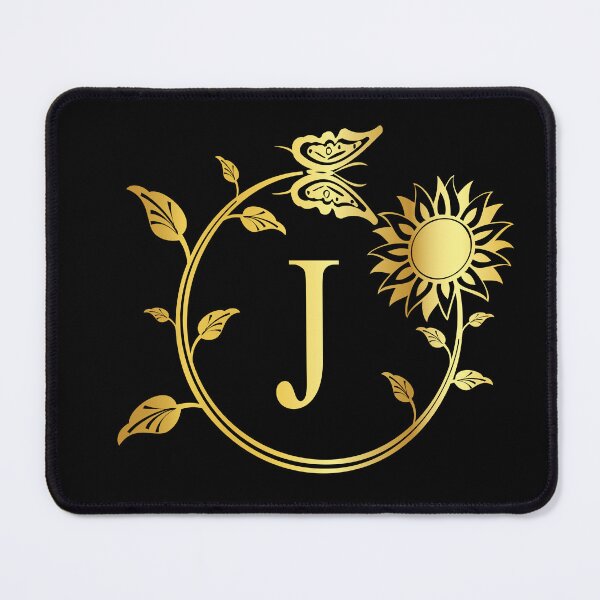 Item preview, Ornamental Letter J, Gold Sunflower Butterfly, Gold Monogram Ornament designed and sold by PROMEN Creativity.