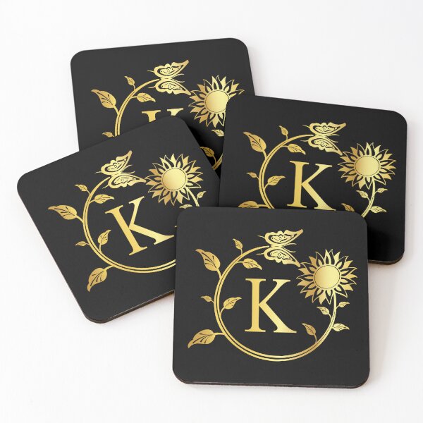Item preview, Ornamental Letter K, Gold Sunflower Butterfly, Gold Monogram Ornament designed and sold by PROMEN Creativity.