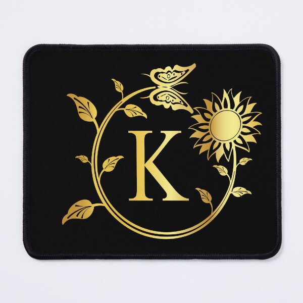 Item preview, Ornamental Letter K, Gold Sunflower Butterfly, Gold Monogram Ornament designed and sold by PROMEN Creativity.