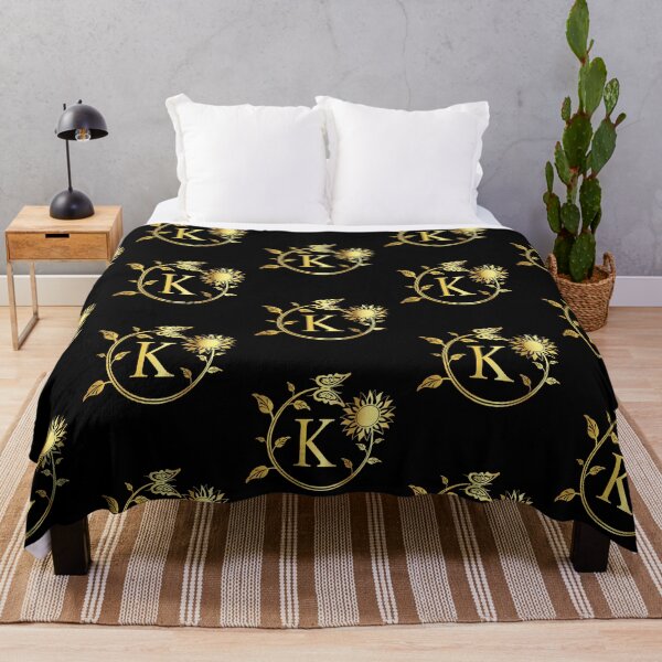Item preview, Ornamental Letter K, Gold Sunflower Butterfly, Gold Monogram Ornament designed and sold by PROMEN Creativity.