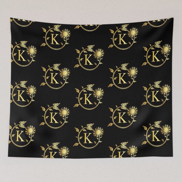 Item preview, Ornamental Letter K, Gold Sunflower Butterfly, Gold Monogram Ornament designed and sold by PROMEN Creativity.