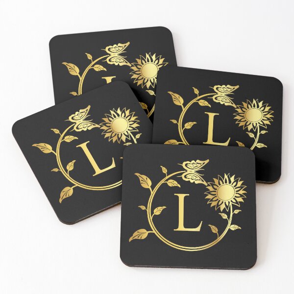 Item preview, Ornamental Letter L, Gold Sunflower Butterfly, Gold Monogram Ornament designed and sold by PROMEN Creativity.