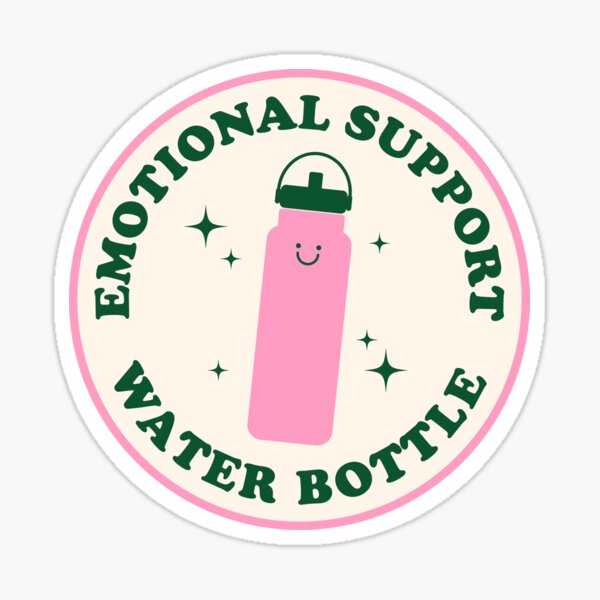 Emotional Support Water Bottle Sticker - Pink and Green Sticker