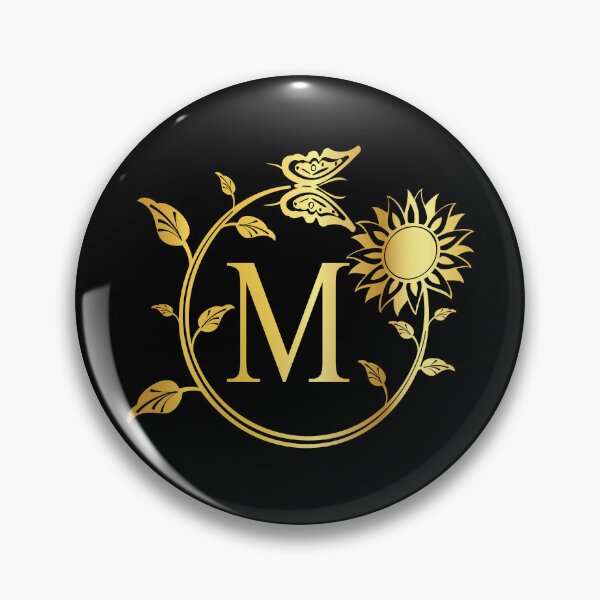 Item preview, Ornamental Letter M, Gold Sunflower Butterfly, Gold Monogram Ornament designed and sold by PROMEN Creativity.