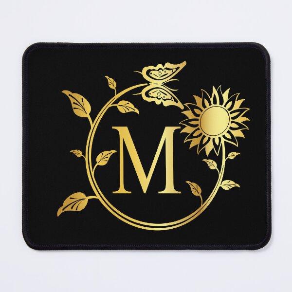 Item preview, Ornamental Letter M, Gold Sunflower Butterfly, Gold Monogram Ornament designed and sold by PROMEN Creativity.