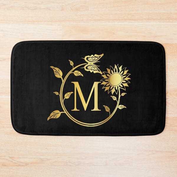 Item preview, Ornamental Letter M, Gold Sunflower Butterfly, Gold Monogram Ornament designed and sold by PROMEN Creativity.
