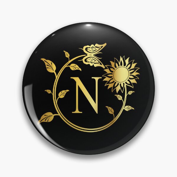 Item preview, Ornamental Letter N, Gold Sunflower Butterfly, Gold Monogram Ornament designed and sold by PROMEN Creativity.
