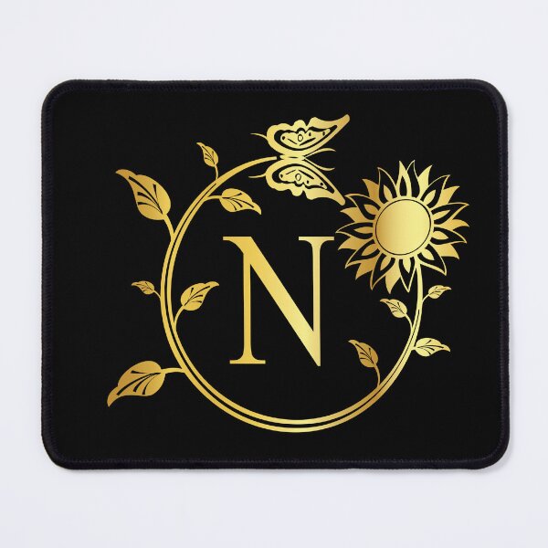 Item preview, Ornamental Letter N, Gold Sunflower Butterfly, Gold Monogram Ornament designed and sold by PROMEN Creativity.