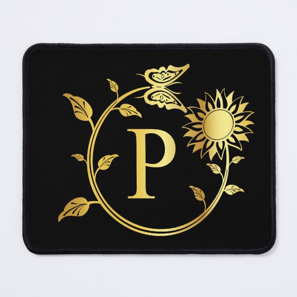 Item preview, Ornamental Letter P, Gold Sunflower Butterfly, Gold Monogram Ornament designed and sold by PROMEN Creativity.