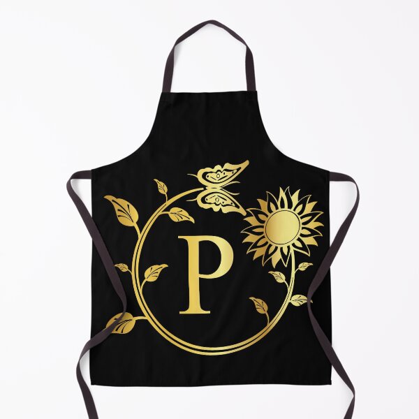 Item preview, Ornamental Letter P, Gold Sunflower Butterfly, Gold Monogram Ornament designed and sold by PROMEN Creativity.