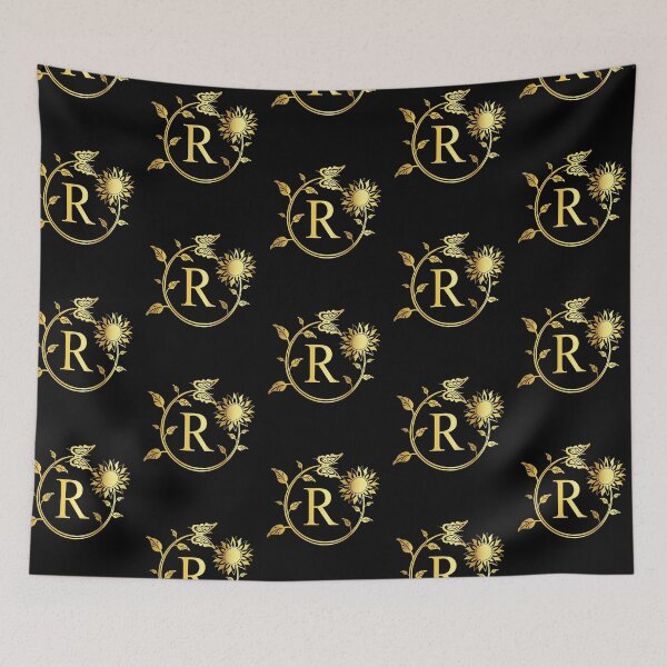 Item preview, Ornamental Letter R, Gold Sunflower Butterfly, Gold Monogram Ornament designed and sold by PROMEN Creativity.