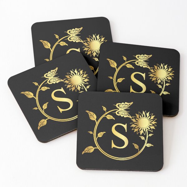 Item preview, Ornamental Letter S, Gold Sunflower Butterfly, Gold Monogram Ornament designed and sold by PROMEN Creativity.