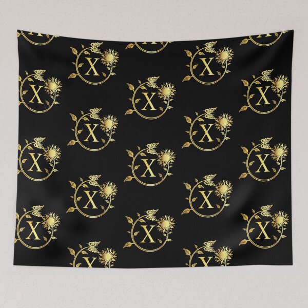 Item preview, Ornamental Letter X, Gold Sunflower Butterfly, Gold Monogram Ornament designed and sold by PROMEN Creativity.