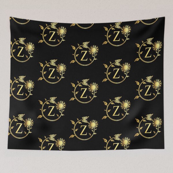 Item preview, Ornamental Letter Z, Gold Sunflower Butterfly, Gold Monogram Ornament designed and sold by PROMEN Creativity.