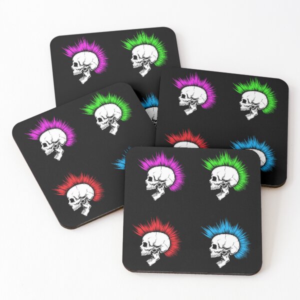 Item preview, Punk Skulls Sticker Pack ~ Set of Skulls with Mohawk Haircut designed and sold by Ikaroots.