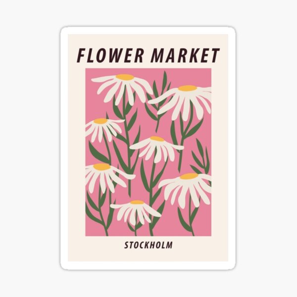 Jahrgang Stockholm-Rosa; ästhetisches Blumenplakat Sticker