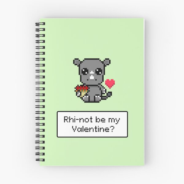 Item preview, Día de San Valentín con rinoceronte, lindo pixel art kawaii: ¿Rhi-no será mi Valentín? designed and sold by Pixe11y.