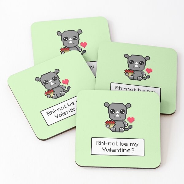 Artikelvorschau, Nashorn-Valentinstag, süße Kawaii-Pixelkunst: Nashorn, ist das nicht mein Valentinsschatz? entworfen und verkauft von Pixe11y.