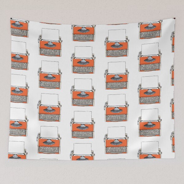 Item preview, Orange Typewriter vintage with paper art illustration designed and sold by gmm2000.