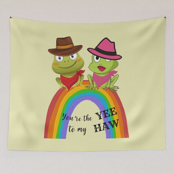 Item preview, You are The YEE To My HAW Green Frog Sitting on Rainbow designed and sold by BronikowskiART.