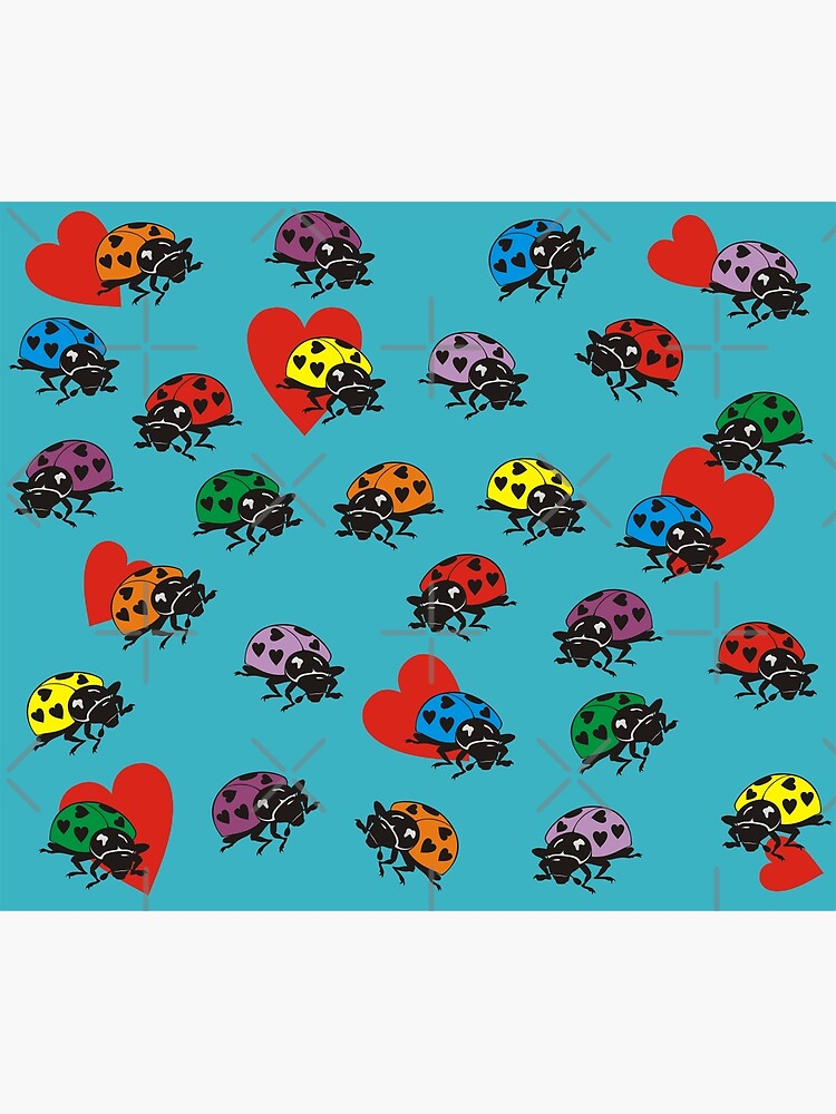 "Rainbow Love Bugs on Turquoise" Poster for Sale by PegasusDesigns