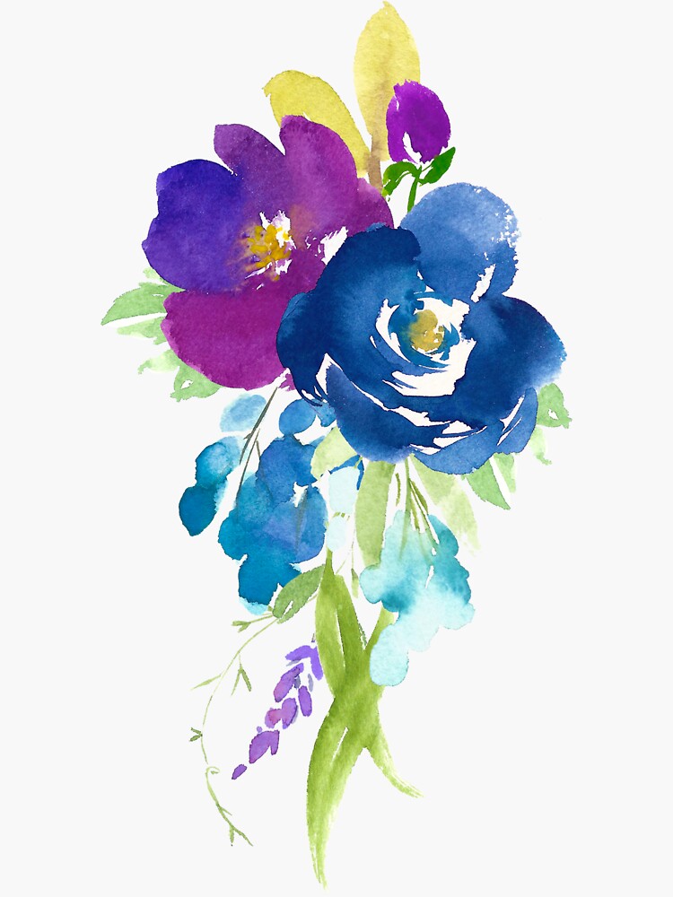 violet watercolor flower bouquet sticker by junkydotcom