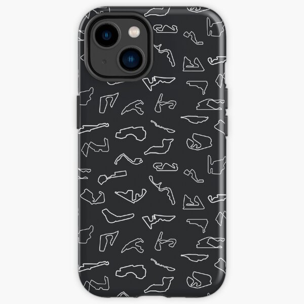 Patrón de calendario 2022 de todos los circuitos de pistas de carreras de F1 (blanco) Funda resistente para iPhone