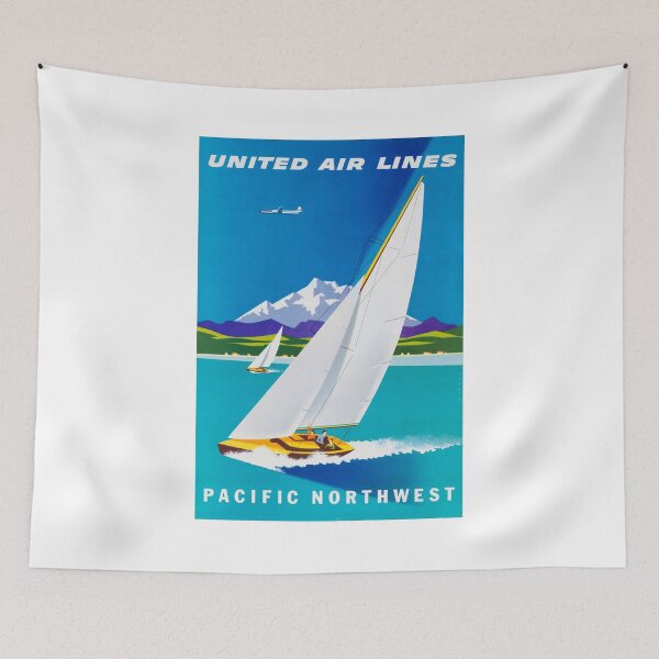 Aperçu de l'œuvre United Air Lines Pacific Northwest Voyage Publicité créée et vendue par vintagerepros.